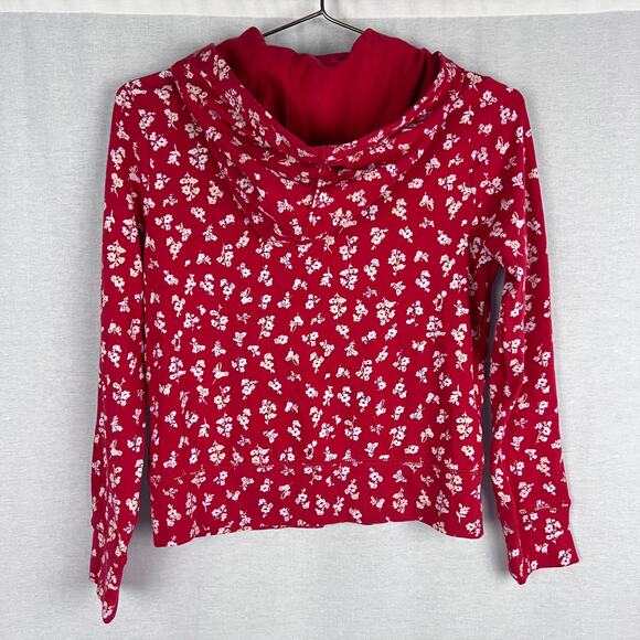 NWT Gap Kids Hoodie Girls Red Floral Logo Sequin Full Zip Sweatshirt Cute Girly - Picture 3 of 6